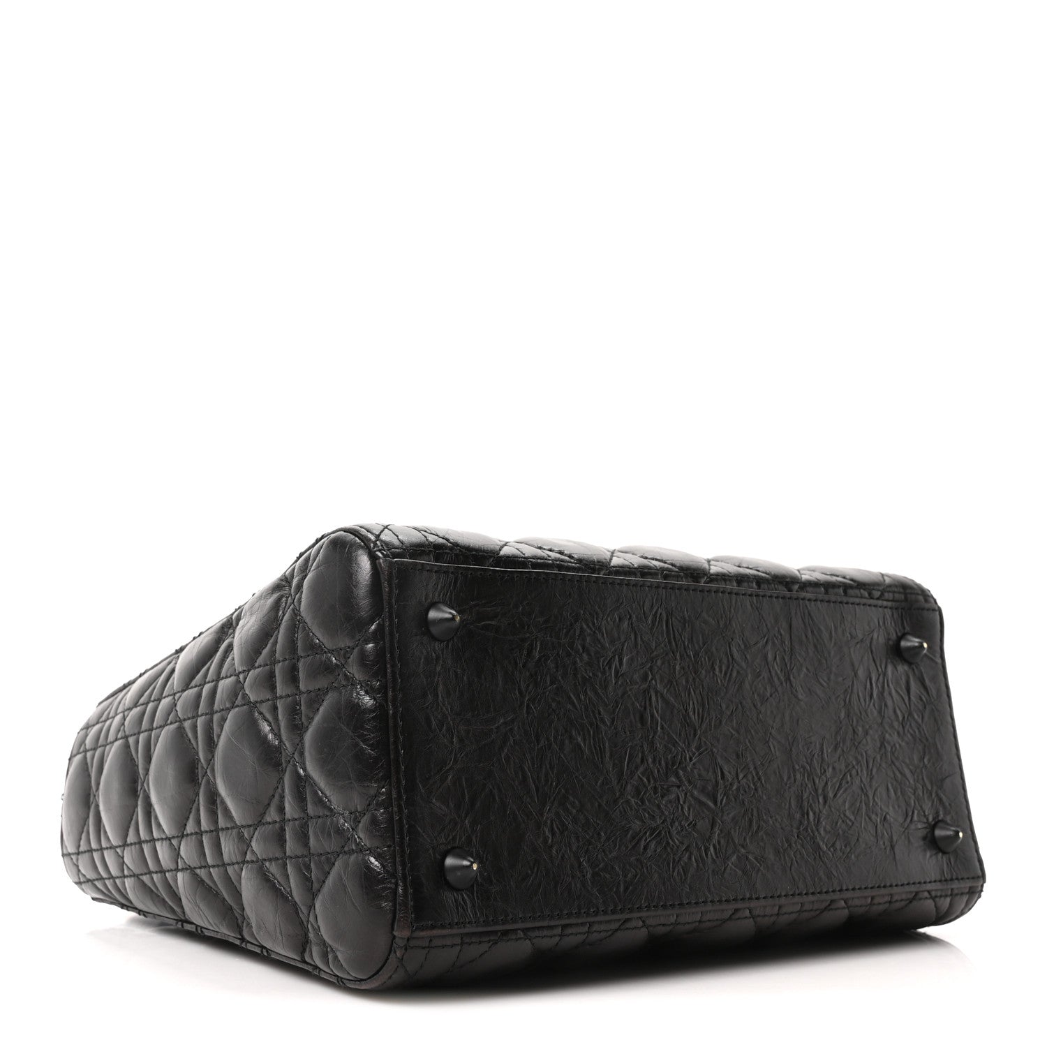 Christian Dior Crinkled Calfskin Cannage Medium Lady Dior Black 4 of 10