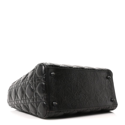 Christian Dior Crinkled Calfskin Cannage Medium Lady Dior Black 4 of 10