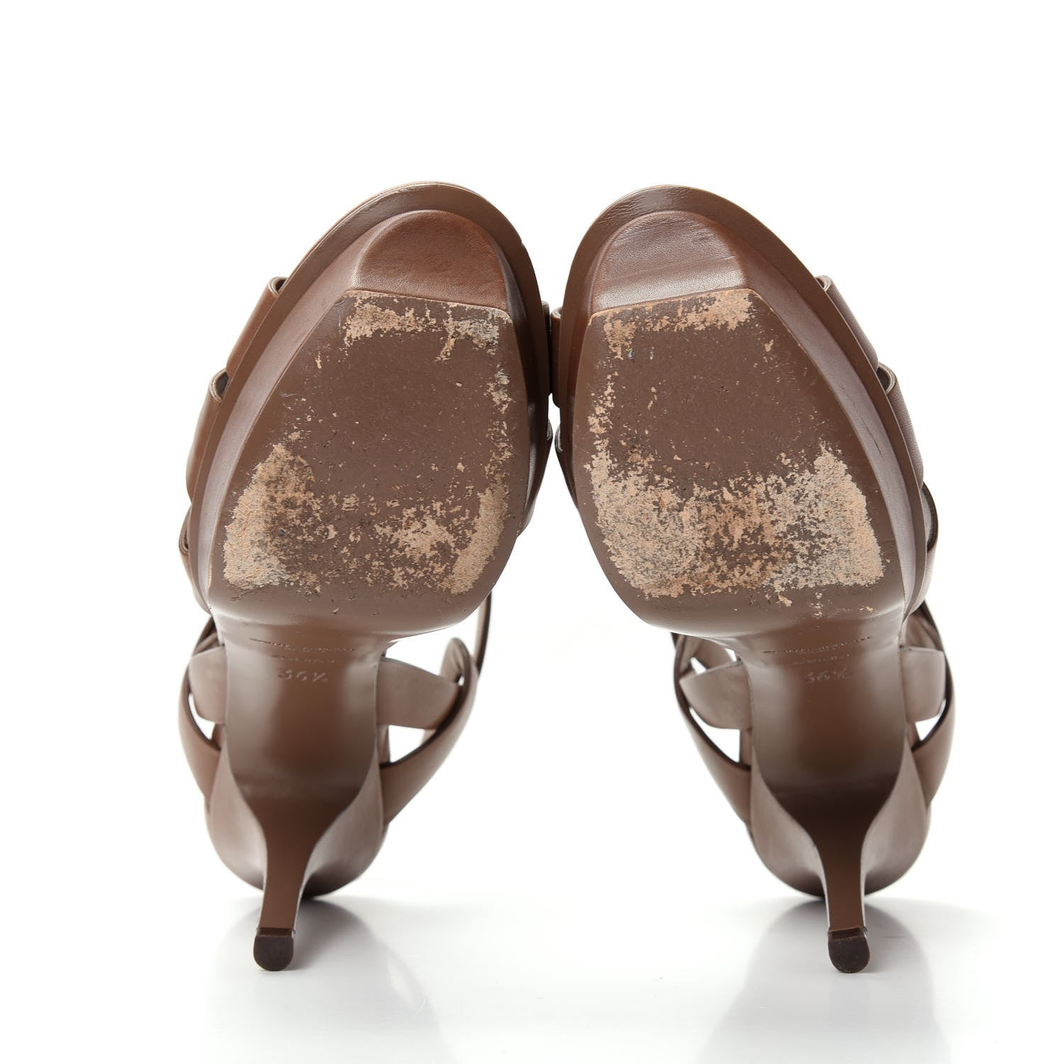 Saint Laurent Calfskin Tribute 75 Platform Sandals 36.5 Dark Cuoio 6 of 11