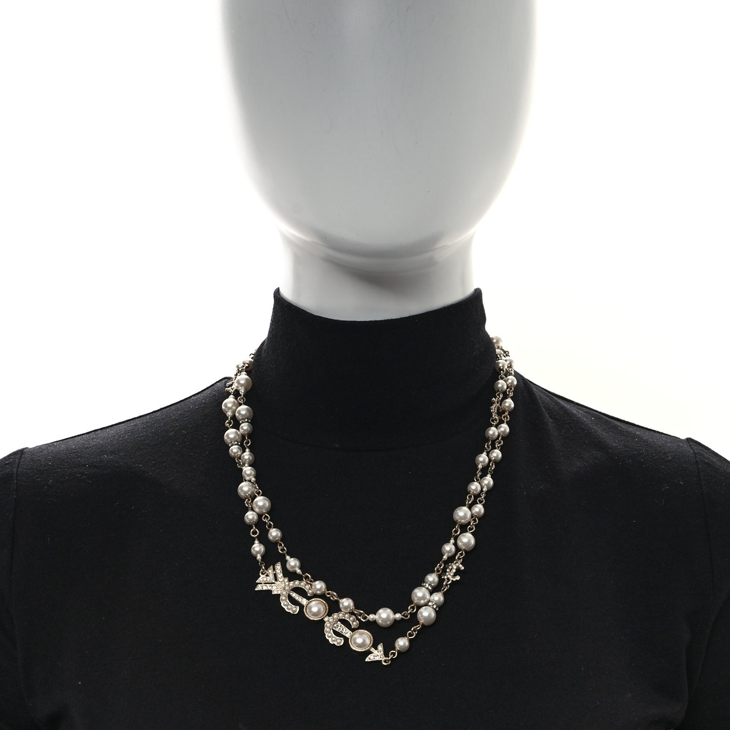 Pearl Crystal Queen of France Necklace Gold