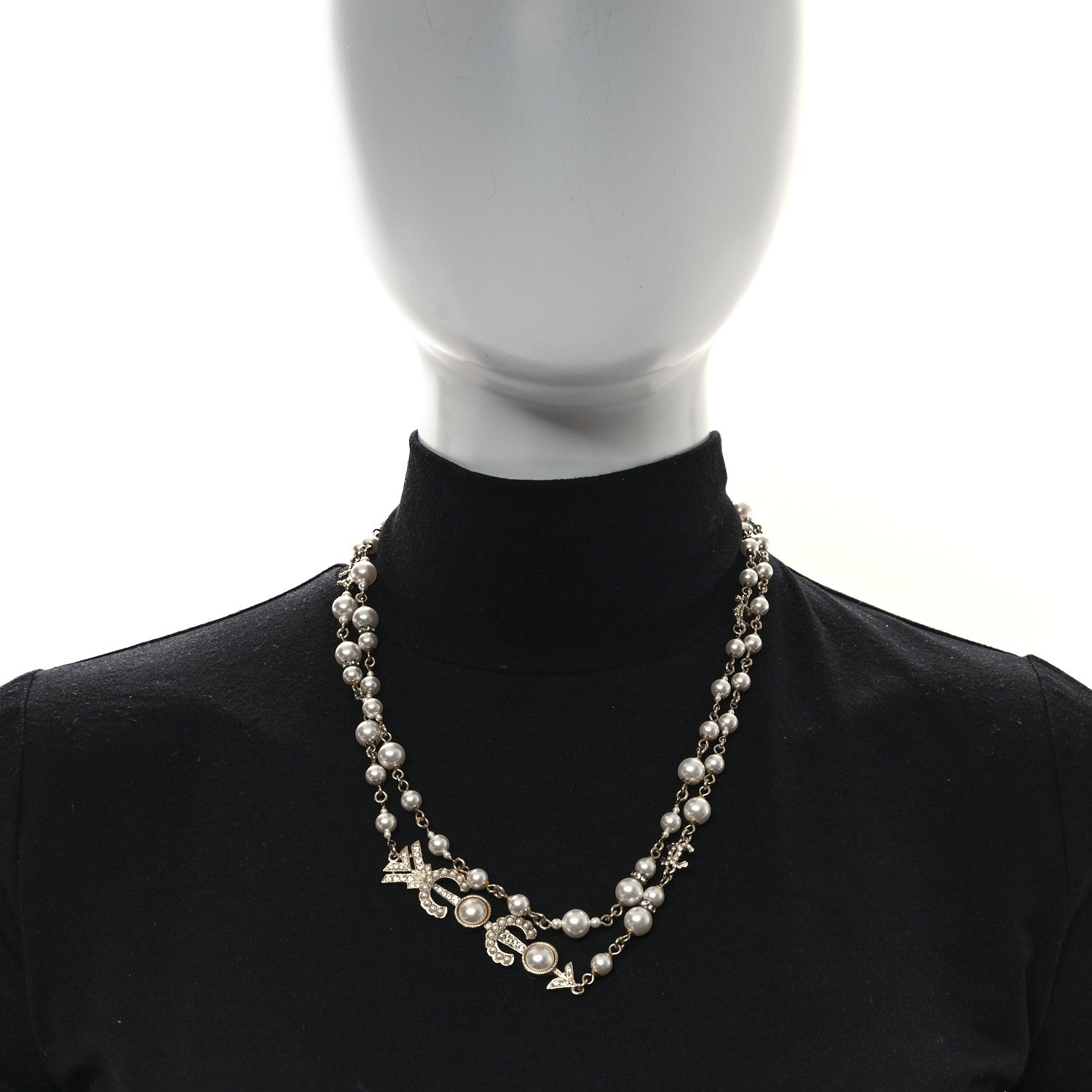 Chanel Pearl Crystal Queen of France Necklace Gold 2 of 5