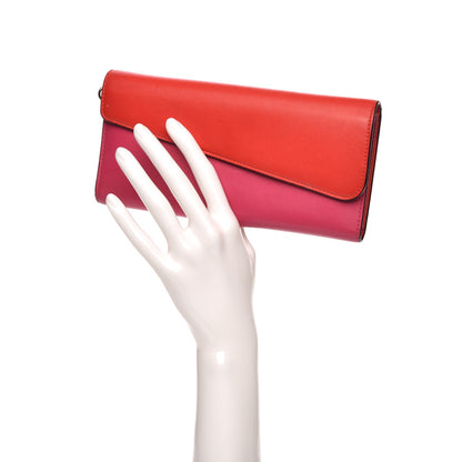 Christian Dior Smooth Calfskin Bi-Color Diorissimo Long Wallet Pink Red 2 of 8