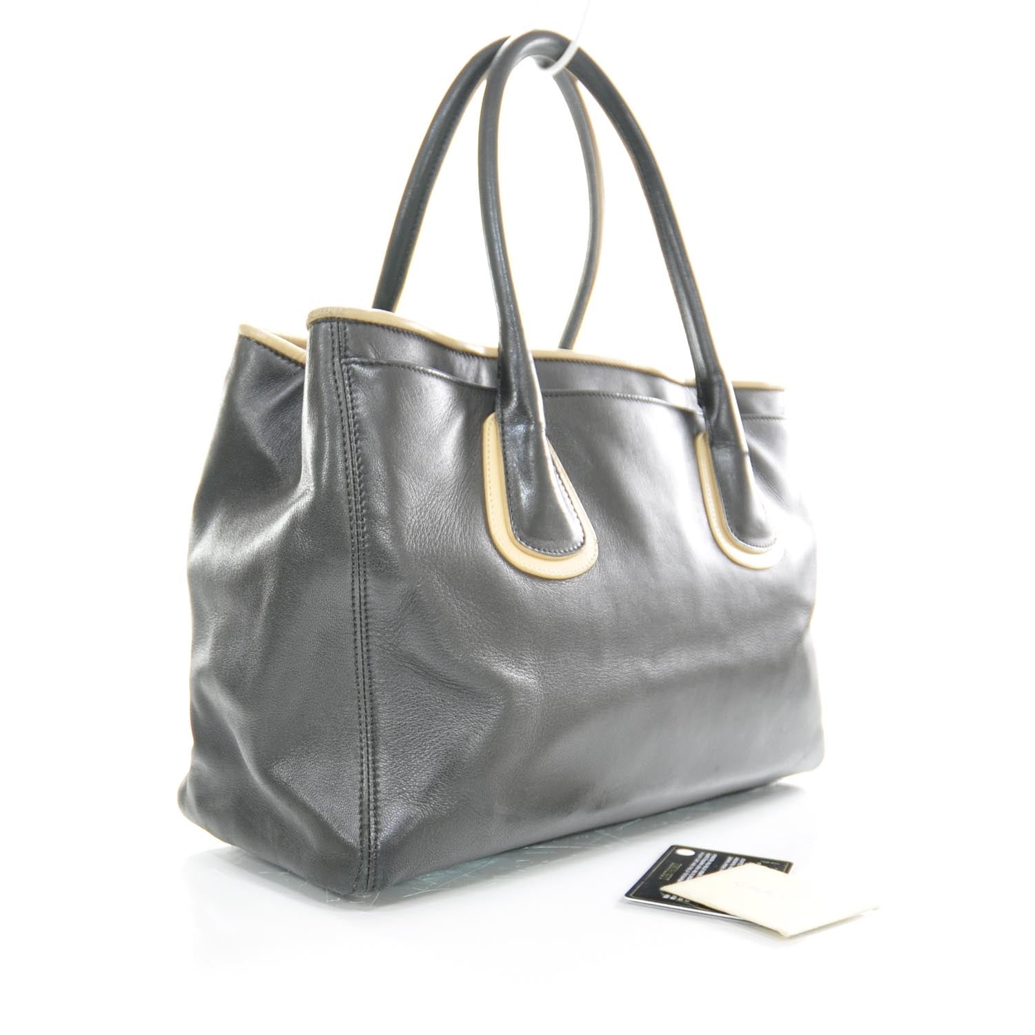 Chanel Lambskin Executive Cerf Shopper Tote Black Beige 3 of 20