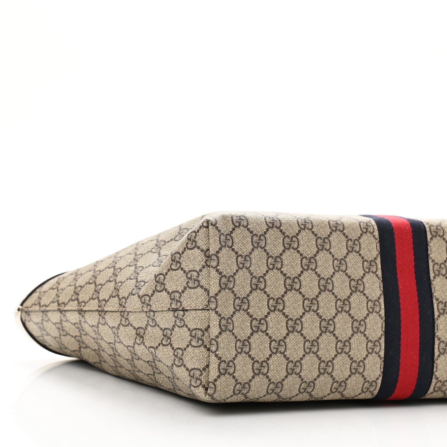 Gucci GG Supreme Monogram Textured Dollar Calfskin Web Medium Ophidia Shopping Tote Beige Ebony Mystic White 10 of 11