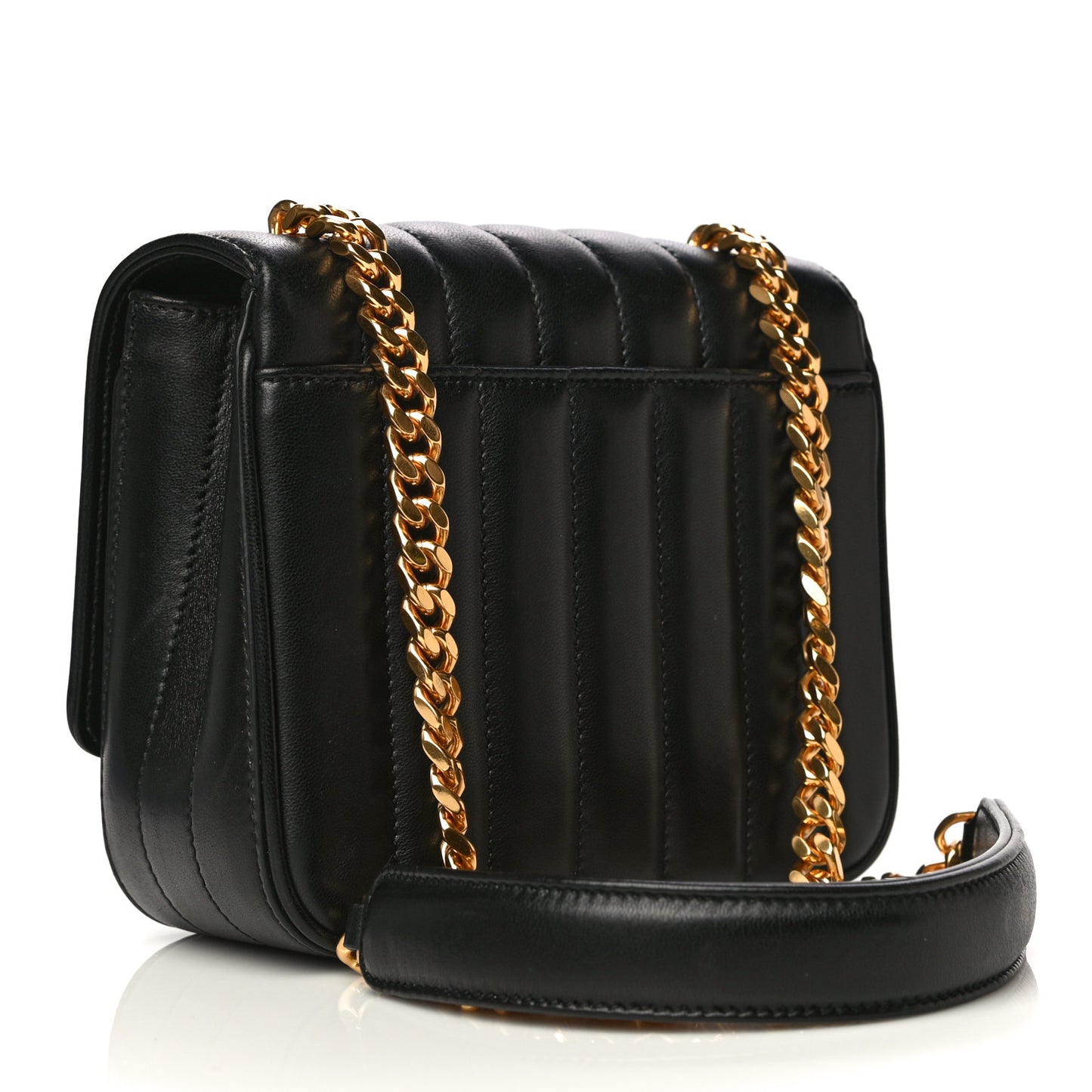 Lambskin Matelasse Monogram Small Vicky Chain Bag Black