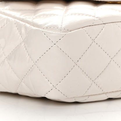 Chanel Shiny Crumpled Calfskin Quilted Small Wavy CC Hobo White 9 of 12