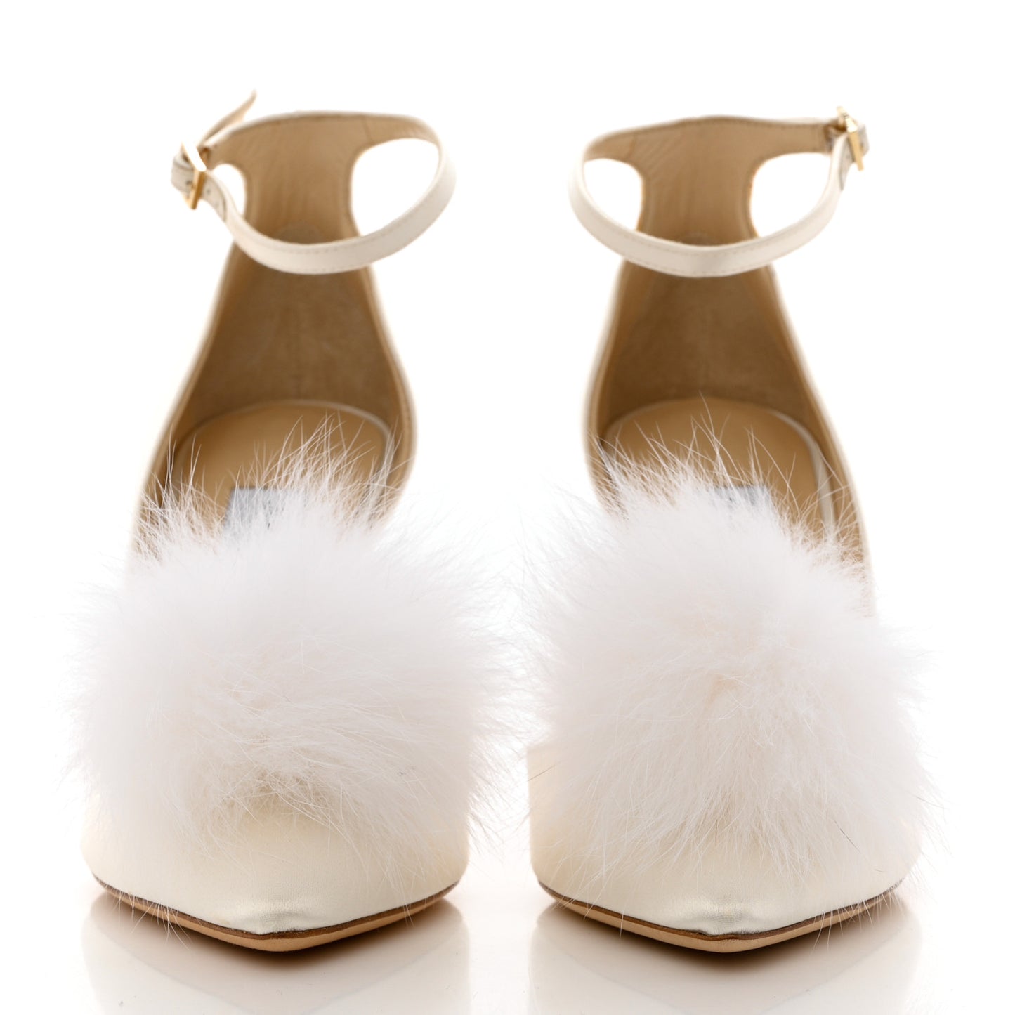 Satin Faux Fur Rosa 100 Pom Pom 37 White