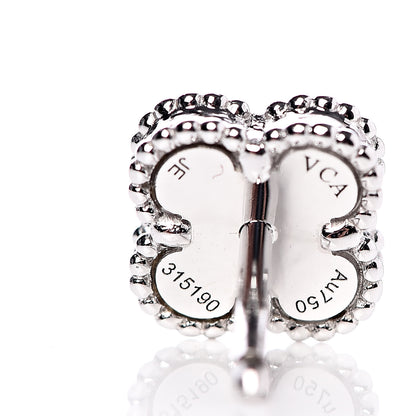 Van Cleef & Arpels 18K White Gold Mother of Pearl Sweet Alhambra Earrings 4 of 6