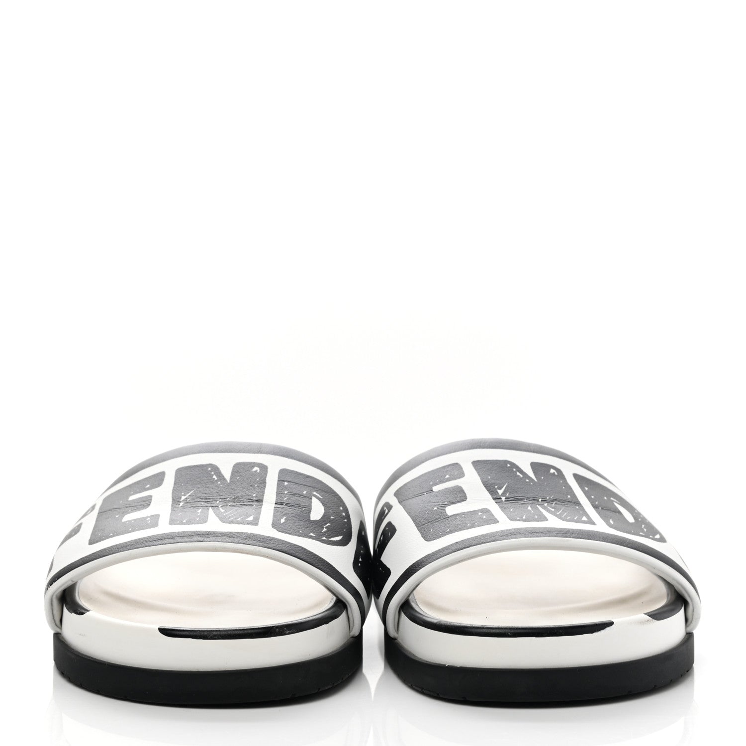 Fendi X JOSHUA VIDES Roma Calfskin Fussbetts Slide Sandals 38 Snow White Black 2 of 13