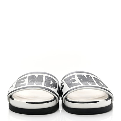 Fendi X JOSHUA VIDES Roma Calfskin Fussbetts Slide Sandals 38 Snow White Black 2 of 13