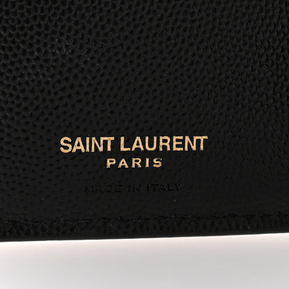 Saint Laurent Grain De Poudre Matelasse Chevron Monogram Zipped Two-Part Wallet Black 6 of 7