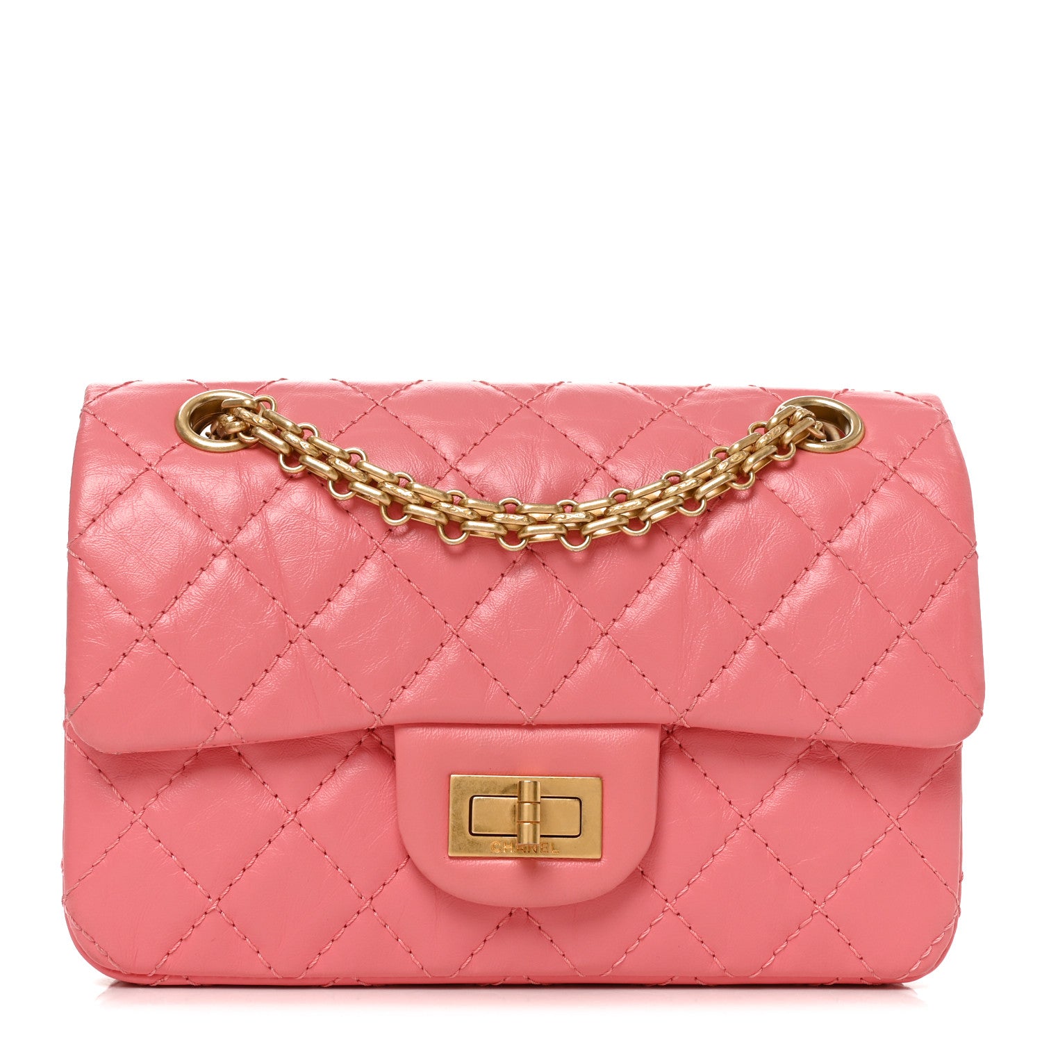 Chanel Aged Calfskin Quilted 2.55 Reissue Mini Flap Coral 1 of 11