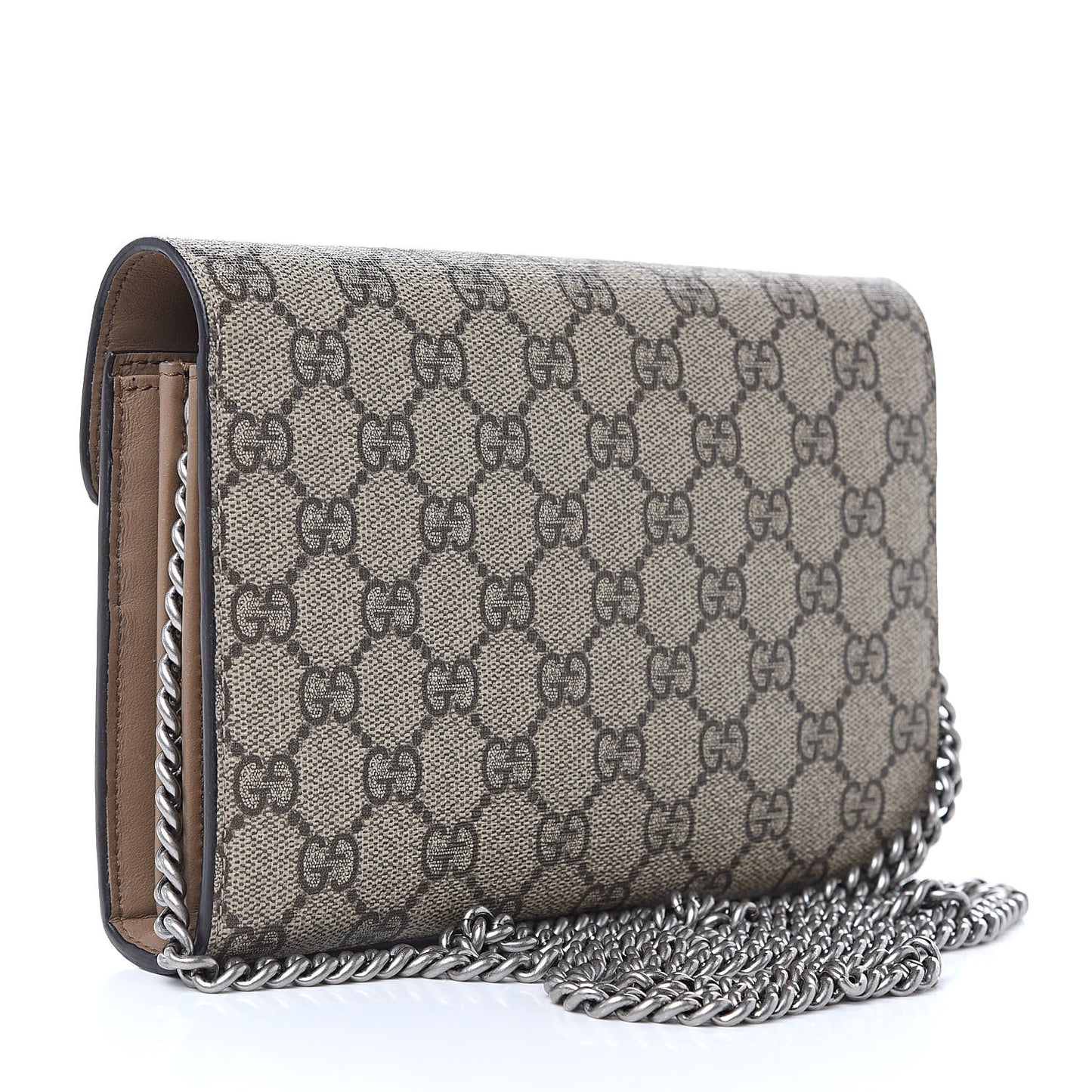 GG Supreme Monogram Mini Dionysus Chain Wallet Beige Taupe