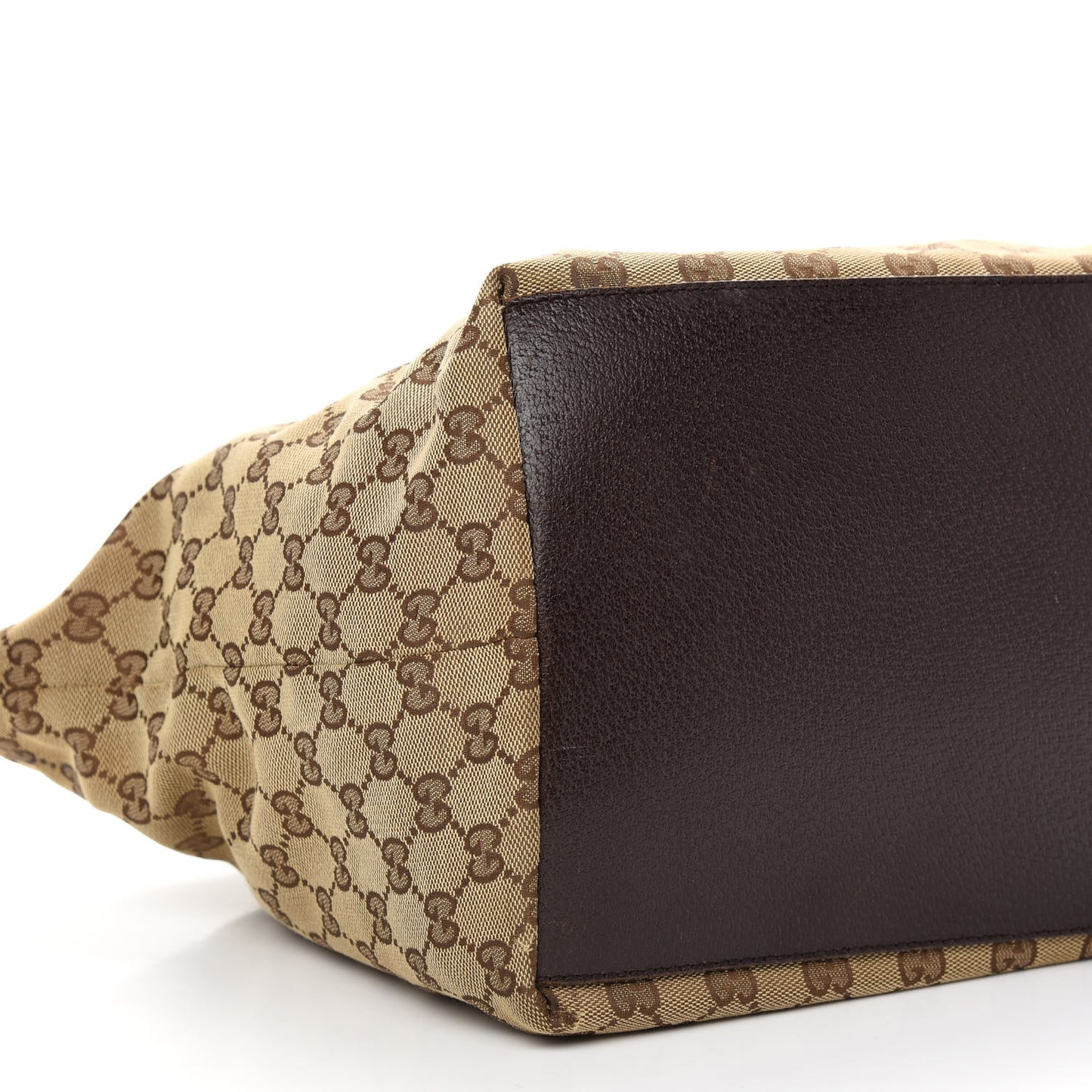 GG Monogram Medium Web Handle Bucket Tote Dark Brown