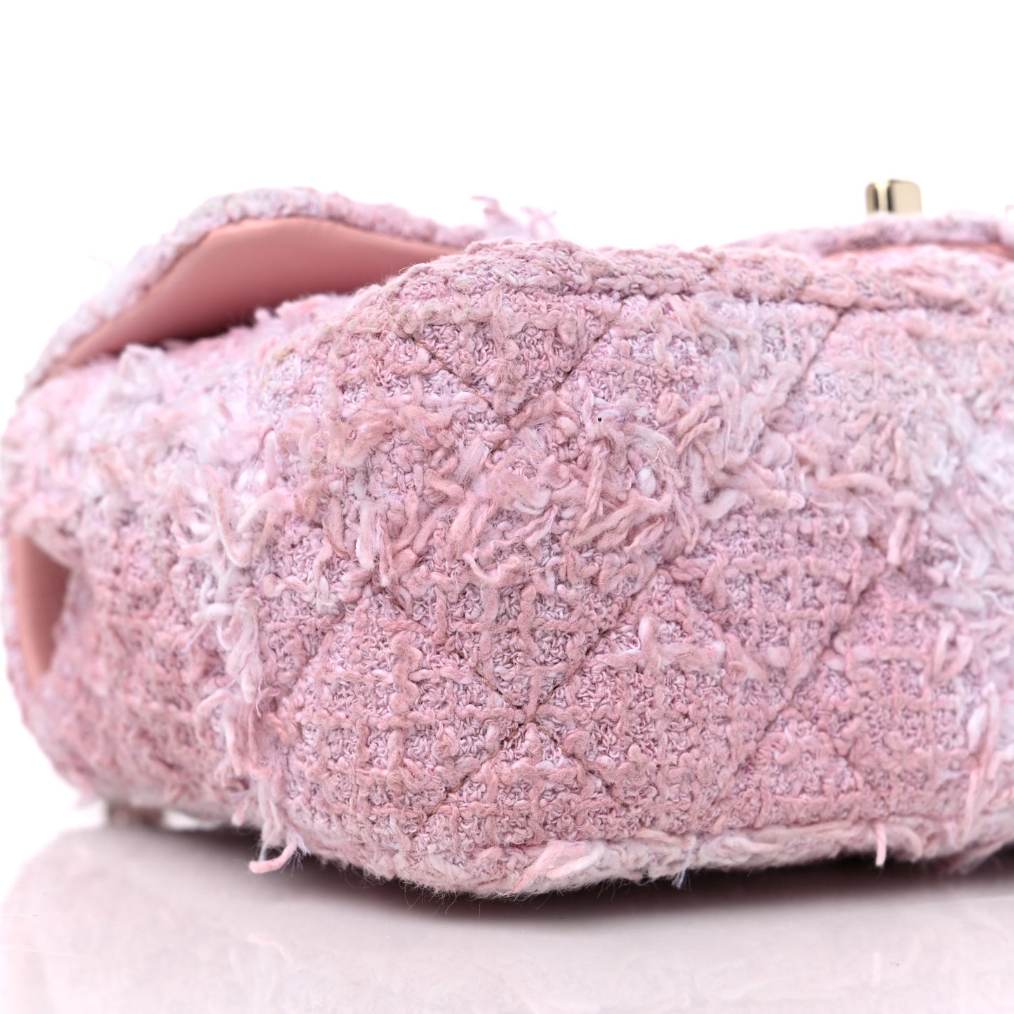Tweed Quilted Mini Rectangular Flap Light Pink White