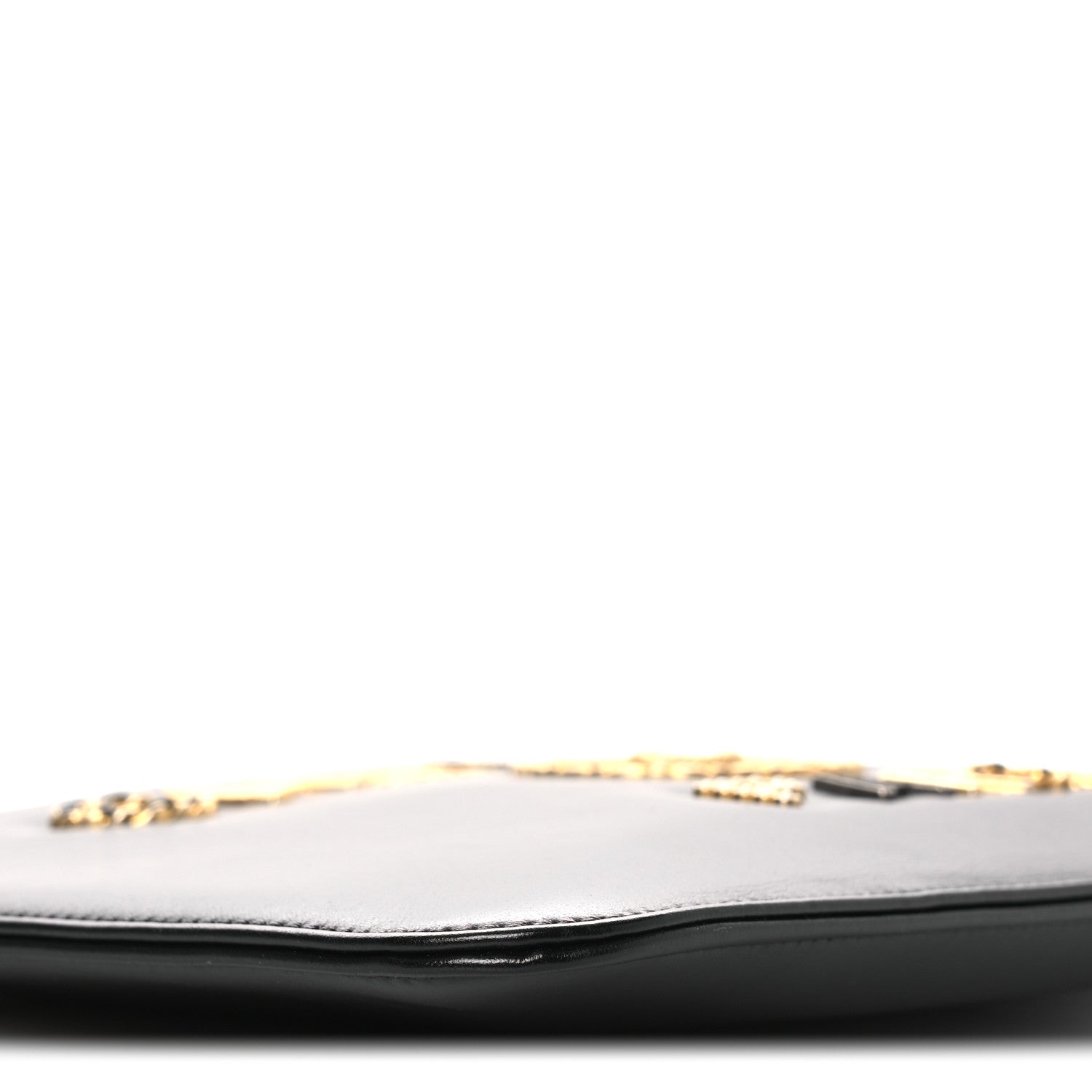 Chanel Shiny Calfskin Crystal Pearl Logo Cosmetic Case Black 9 of 11