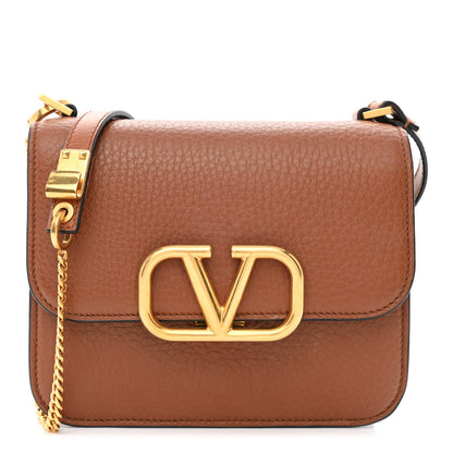 Valentino Garavani Grained Calfskin Small VSling Shoulder Bag Saddle Brown 1 of 10