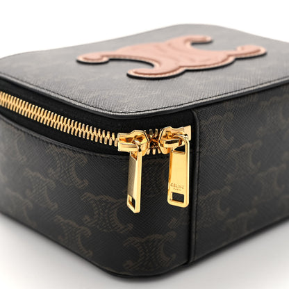 Celine Triomphe Canvas Calfskin Cuir Box On Chain Tan 8 of 9