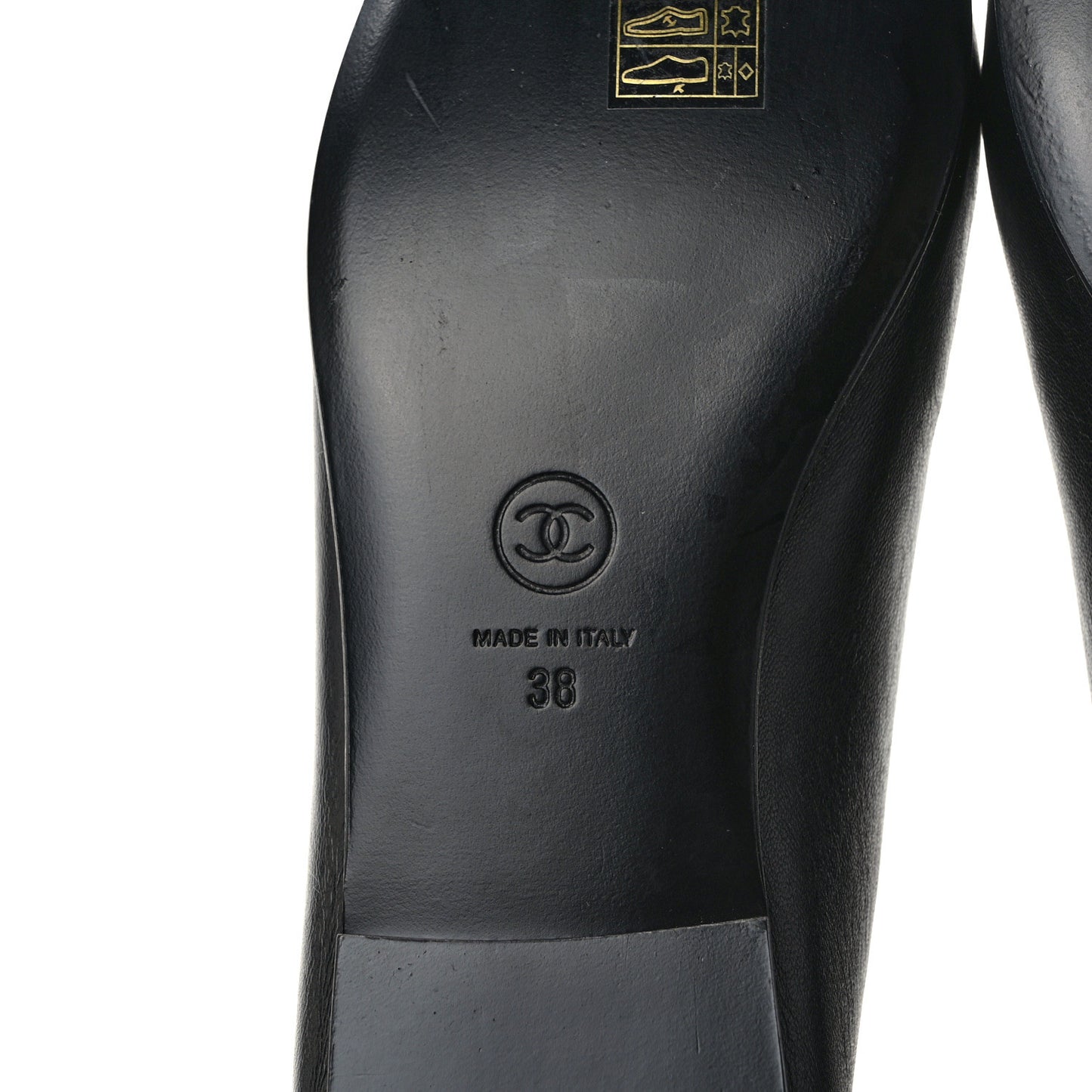 Lambskin Patent CC Cap Toe Ballerina Flats 38 Black