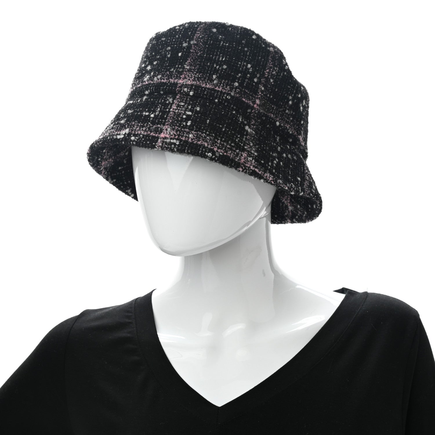 Chanel Tweed Bucket Hat M Black Pink 2 of 8