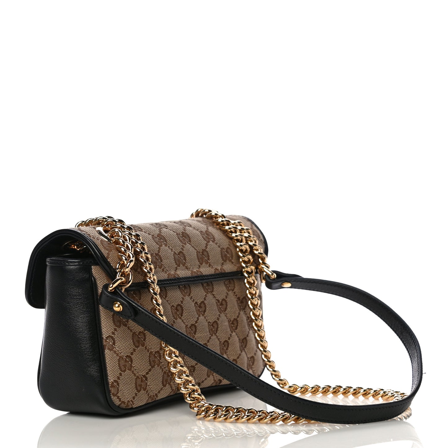 Monogram Matelasse Diagonal Mini GG Marmont Shoulder Bag Beige Black