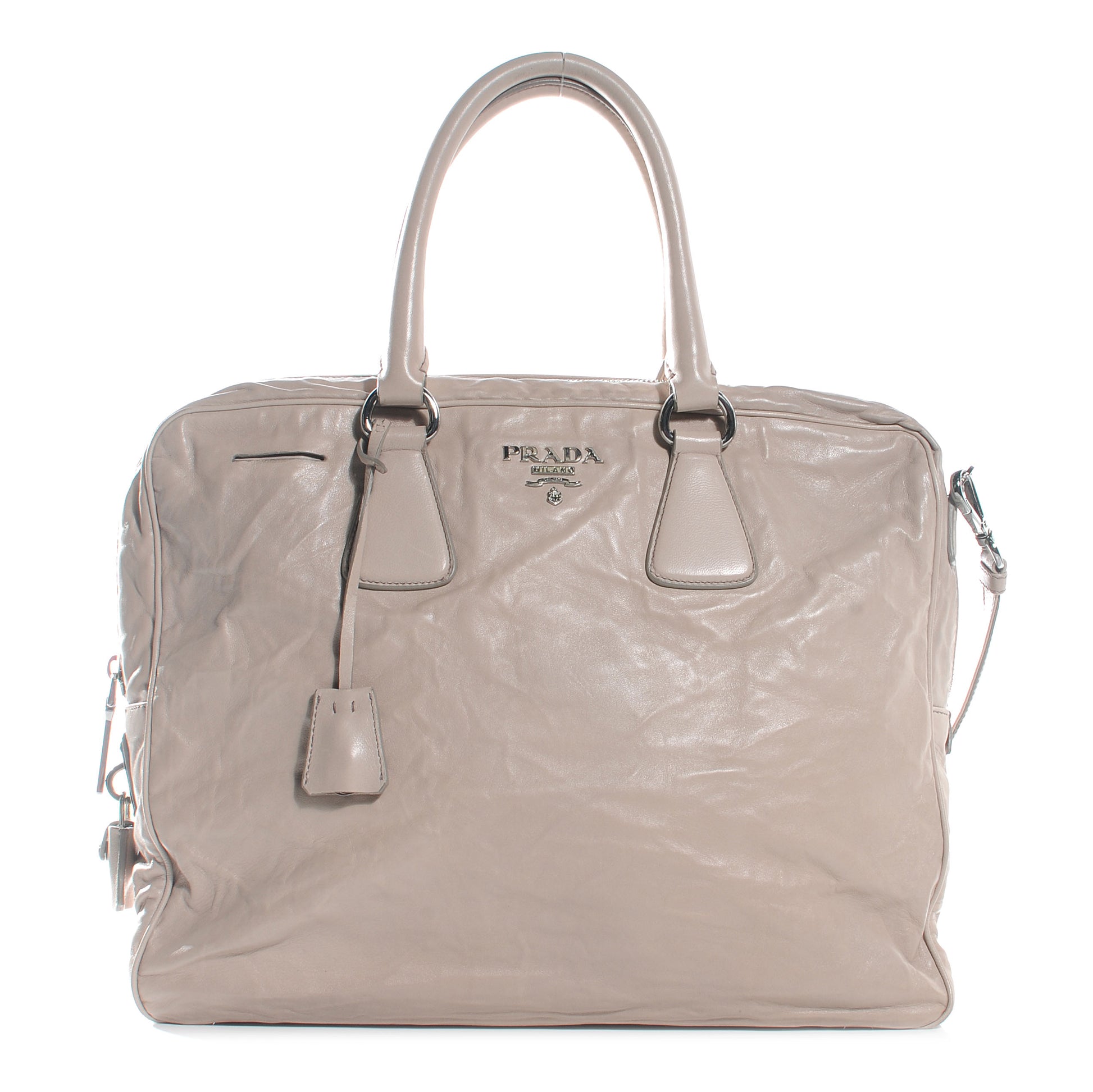 Prada Lambskin Boston Large Tote Stone 1 of 8