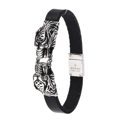 Gucci Sterling Silver Calfskin Tiger Head Bracelet 1 of 5
