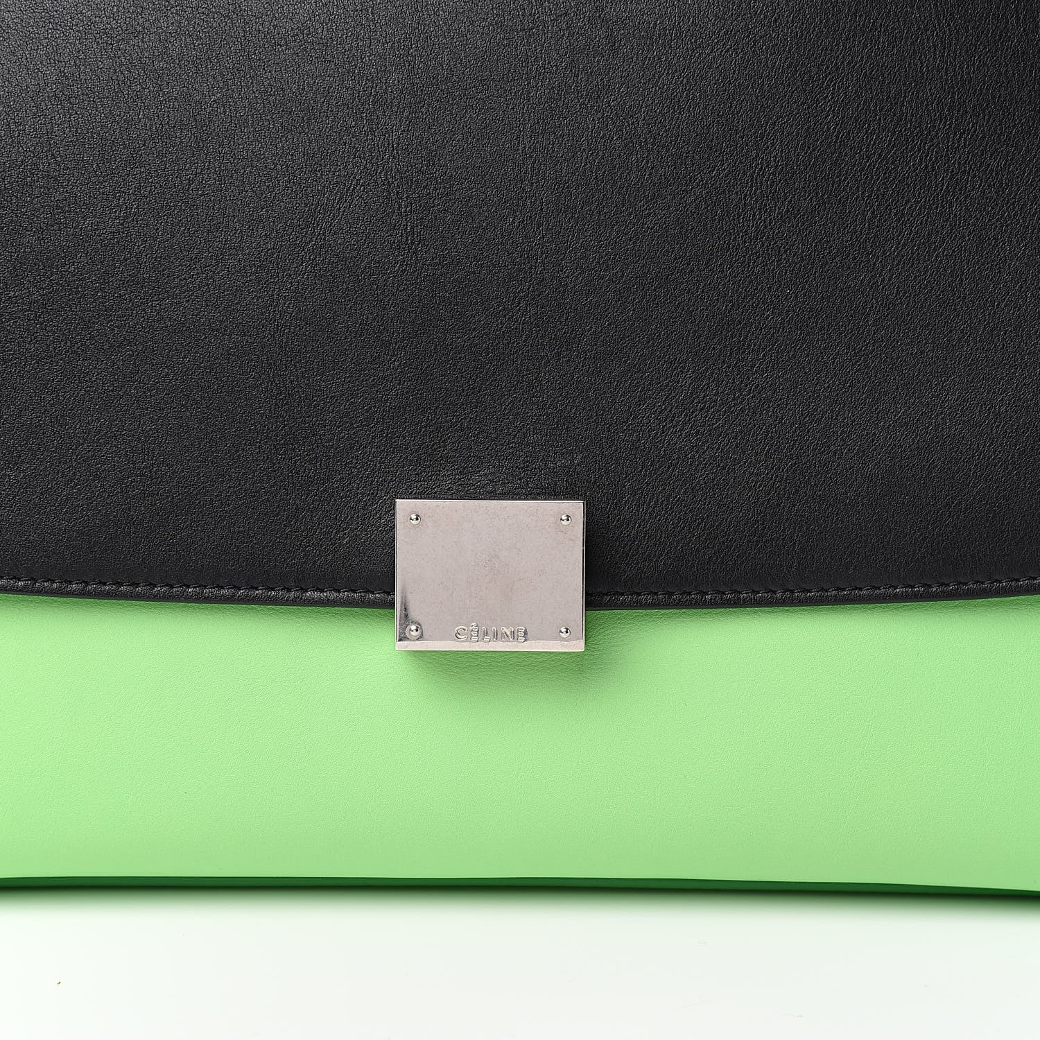 Celine Smooth Calfskin Small Tri-Color Trapeze Lime 9 of 9