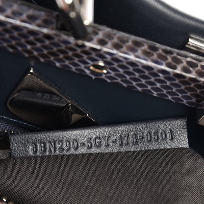 Fendi Vitello Seta Snakeskin Shiny Nappa Monster Eyes Medium Peekaboo Iconic Satchel Blue Notte Roccia 8 of 8