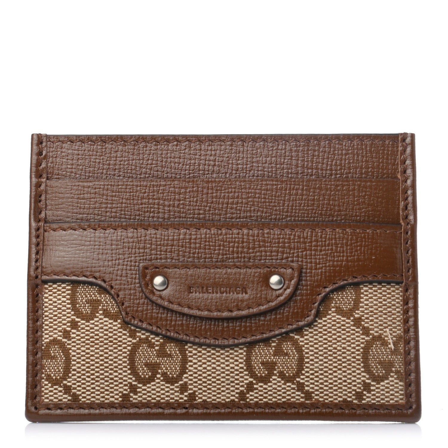 Balenciaga X GUCCI GG Monogram Azalea Calfskin Neo Classic Card Holder Beige Ebony Brown Sugar 1 of 7