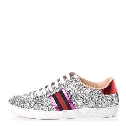 Gucci Glitter Web Womens Ace Sneakers 39 Silver 1 of 9
