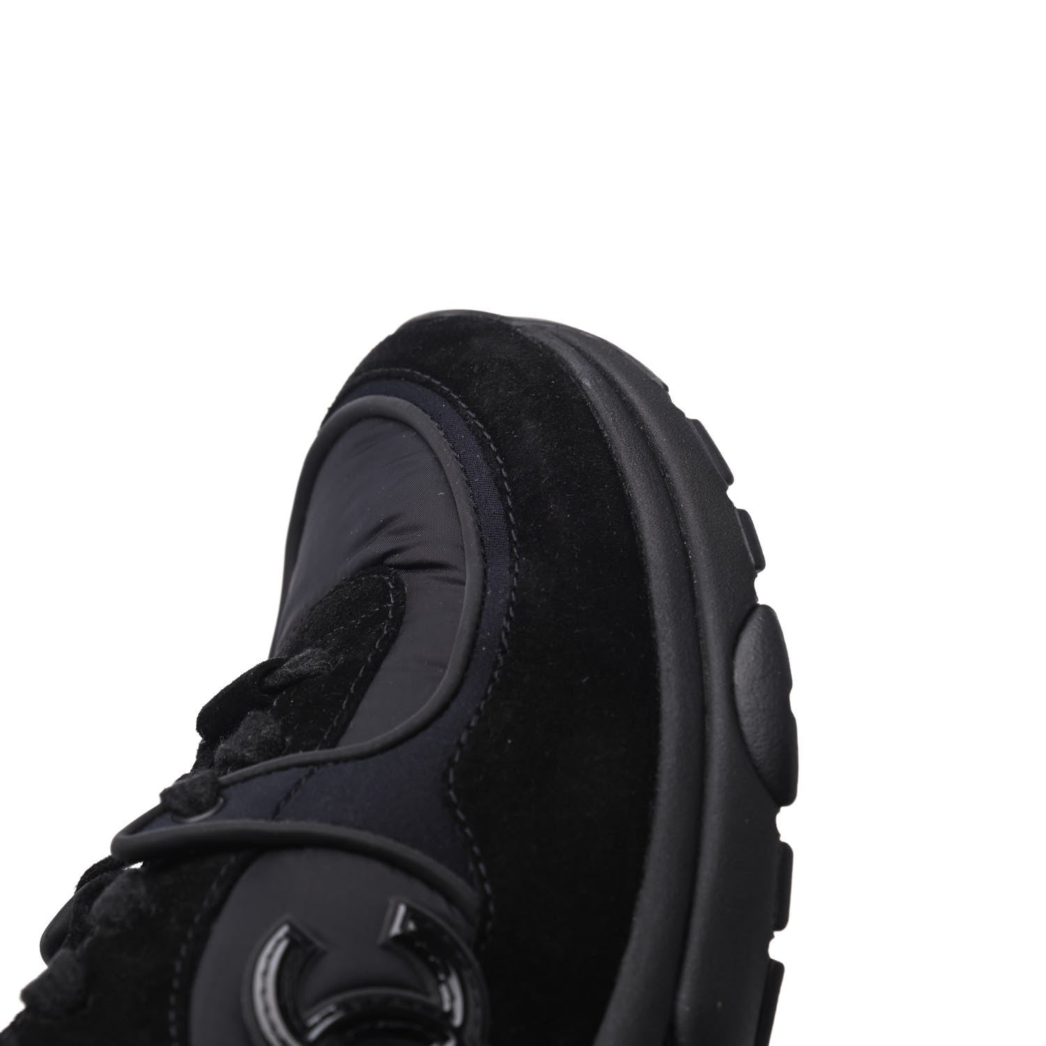 Chanel Nylon Calfskin Suede CC Sneakers 36.5 Black 13 of 18
