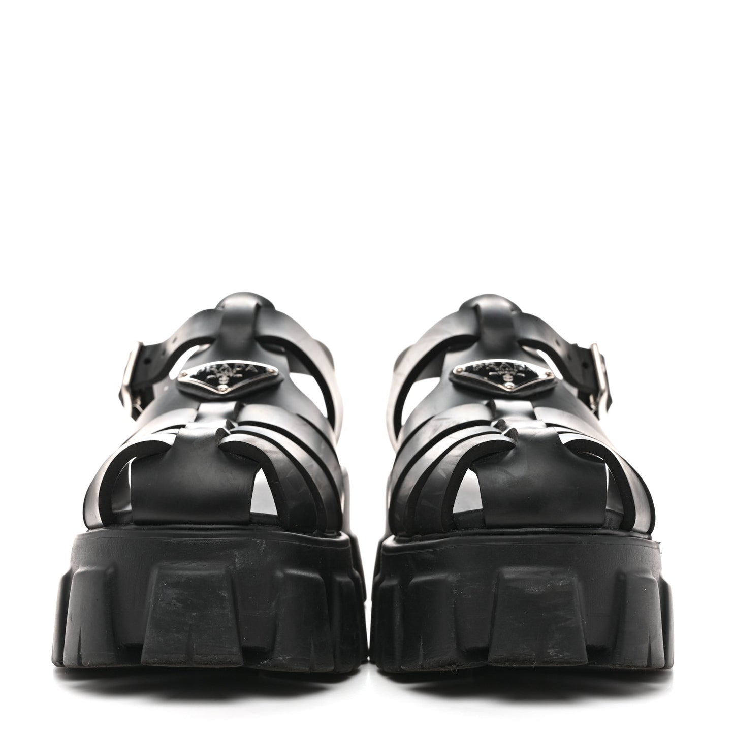 Foam Rubber Triangle Logo Monolith 55mm Cage Sandals 37 Black