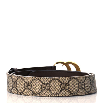 Gucci GG Supreme Monogram Matte Plutone Calfskin Double G 30mm Belt 85 34 Beige Ebony New Acero 3 of 10