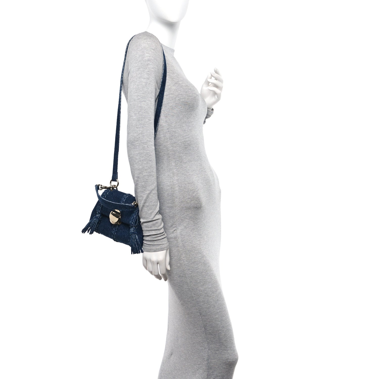 Chloe Denim Mini Penelope Soft Shoulder Bag Blue 2 of 11