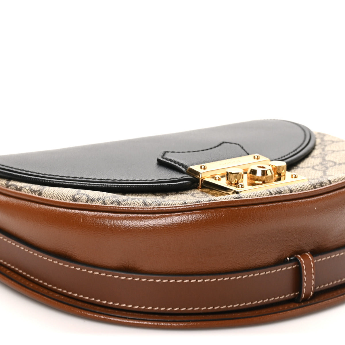 Gucci GG Supreme Monogram Calfskin Small Padlock Messenger Shoulder Bag Beige Black Cuir 9 of 10