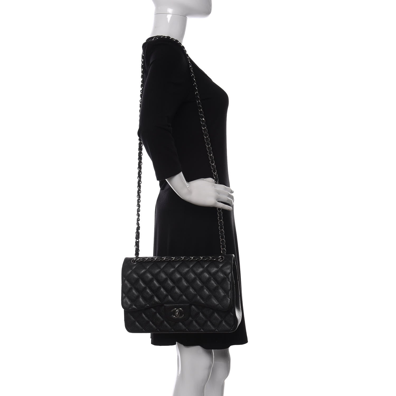 Chanel Iridescent Caviar Quilted Jumbo Double Flap Black 2 of 10