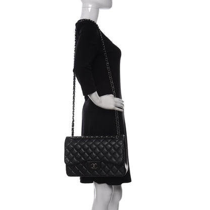 Chanel Iridescent Caviar Quilted Jumbo Double Flap Black 2 of 10