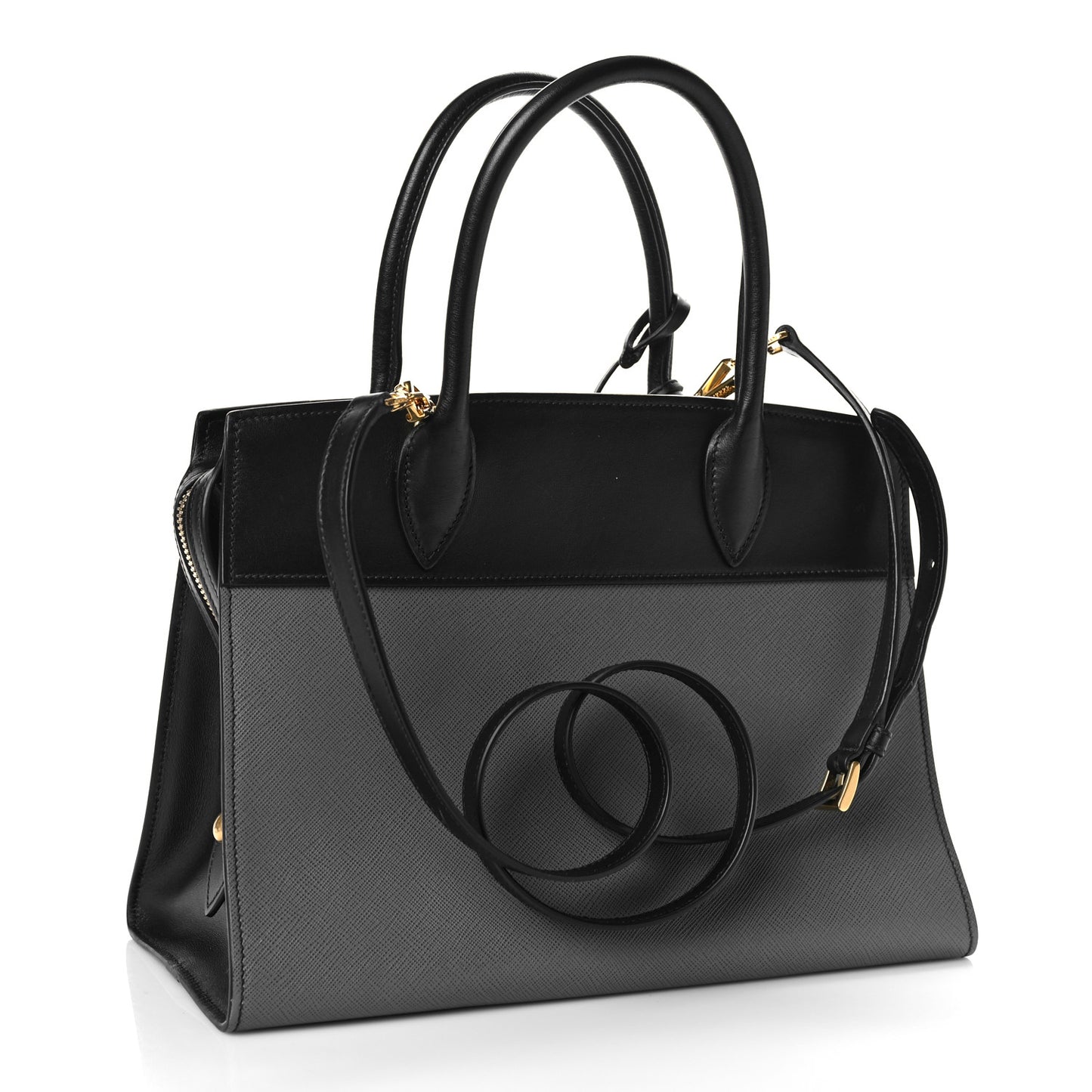 Saffiano City Calfskin Medium Esplanade Tote Mercurio Black