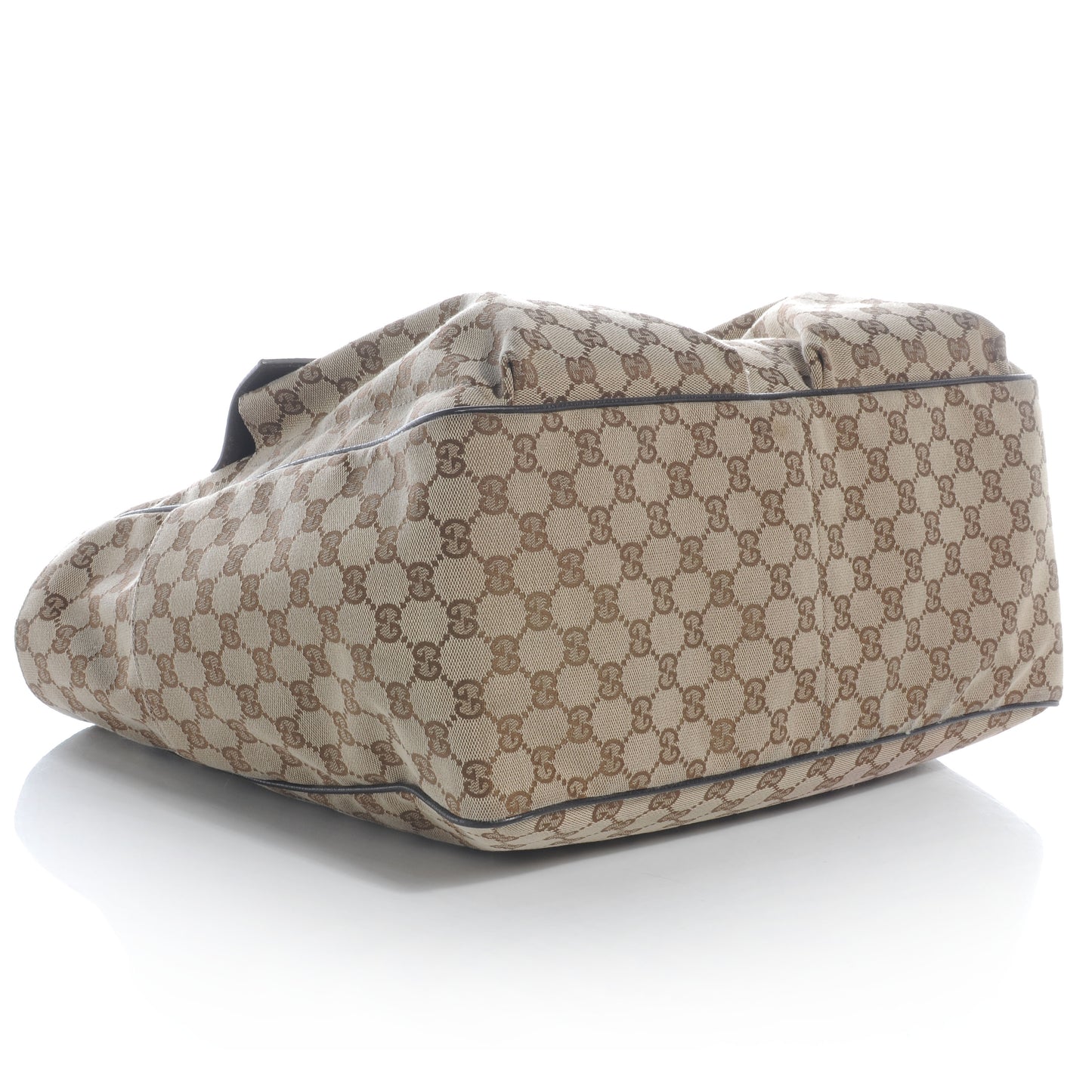 GG Monogram Medium Web Handle Double Pocket Tote Brown