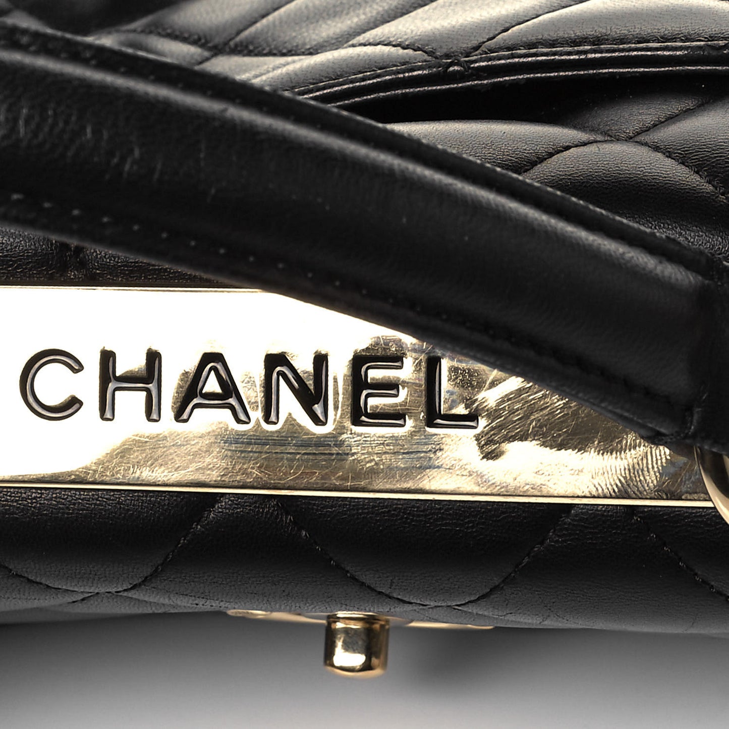 Lambskin Quilted Small Trendy CC Dual Handle Flap Bag Black