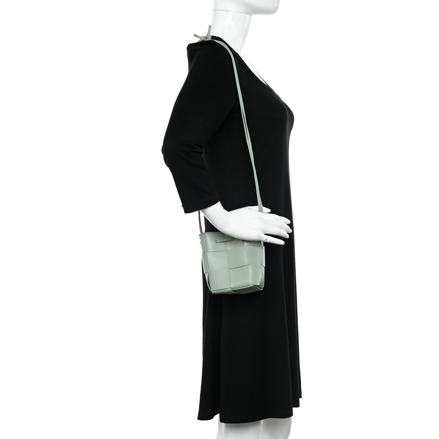 Nappa Maxi Intrecciato Mini Cassette Bucket Bag New Sauge