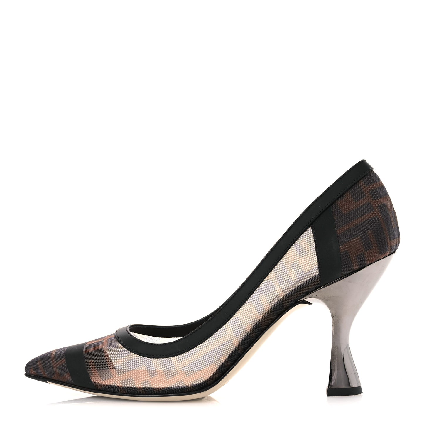 Technical Mesh Vitello Gommato FF Colibri 85mm Pumps 40 Tobacco Moro Black