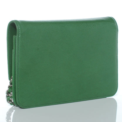 Chanel Caviar Wallet On Chain WOC Green 3 of 8