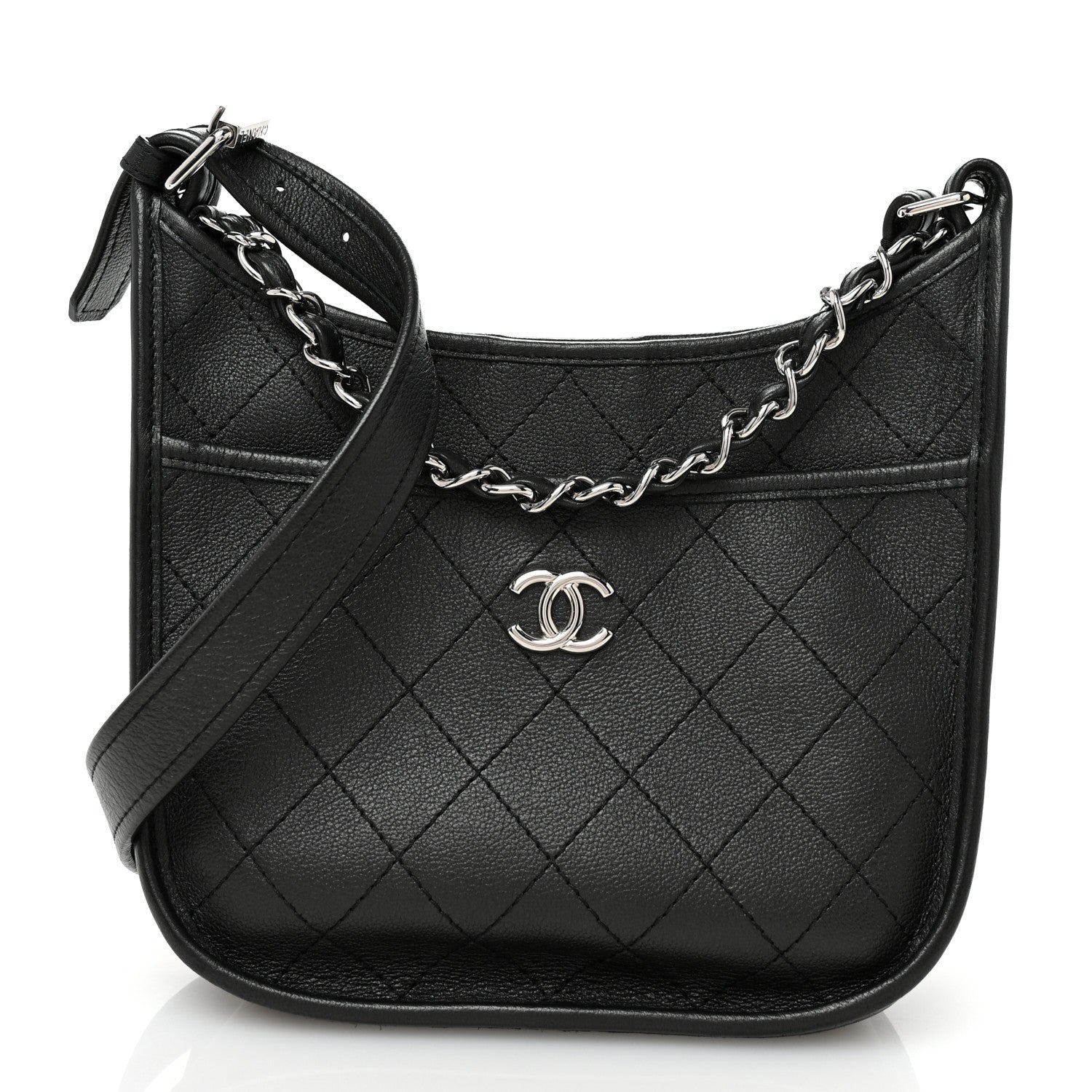 Chanel Calfskin Quilted Jungle Stroll Hobo Bag Black 1 of 10