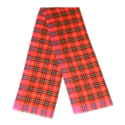 Burberry Wool Silk Vintage Check Gauze Scarf Bright Orange Red 2 of 3