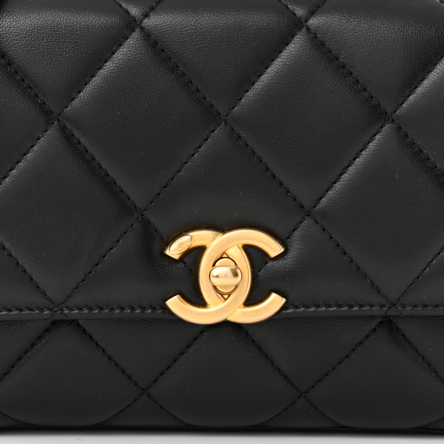 Chanel Lambskin Quilted Mini CC Crystal Logo Chain Flap Black 8 of 11