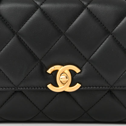 Chanel Lambskin Quilted Mini CC Crystal Logo Chain Flap Black 8 of 11