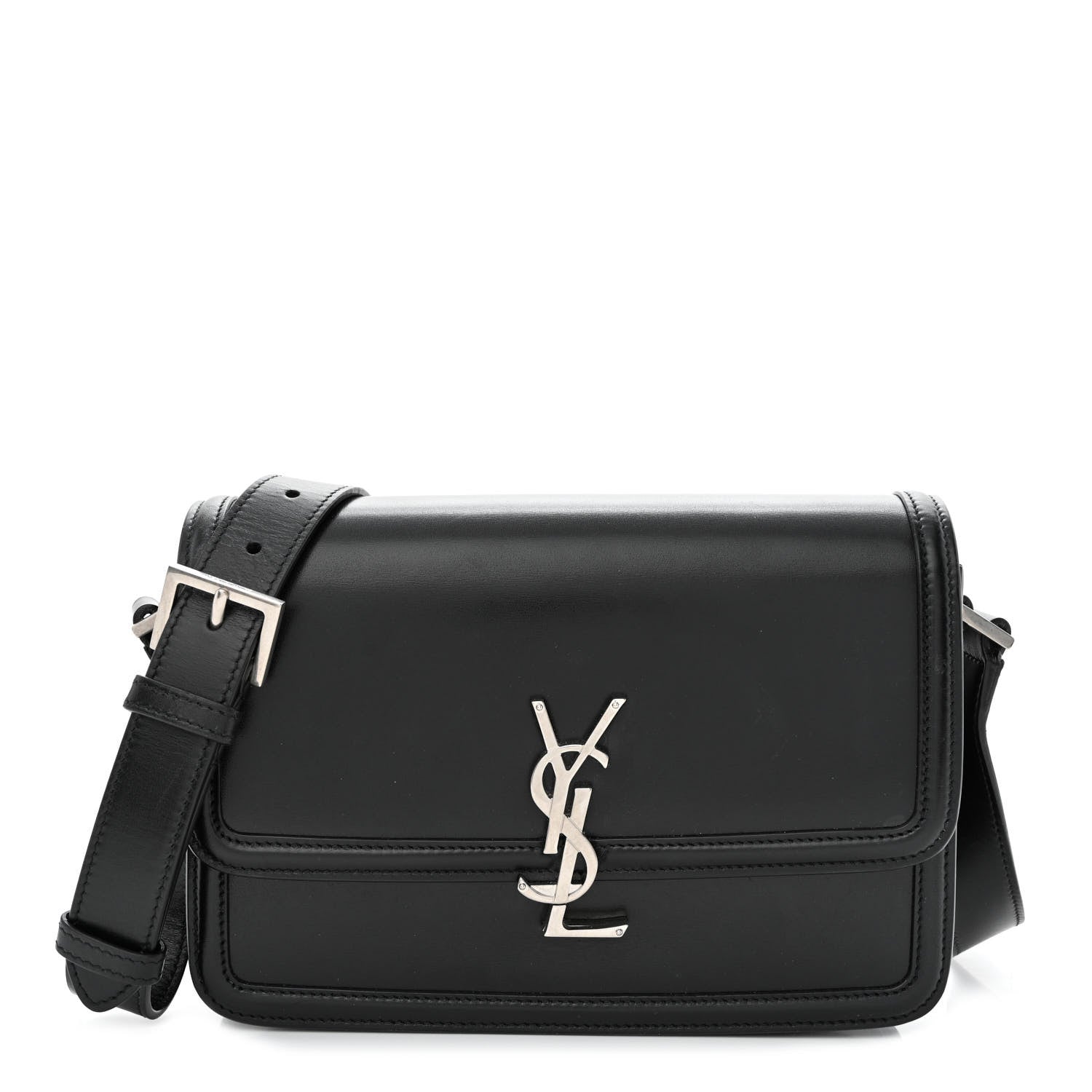 Saint Laurent Box Calfskin Monogram Medium Solferino Satchel Black 1 of 10