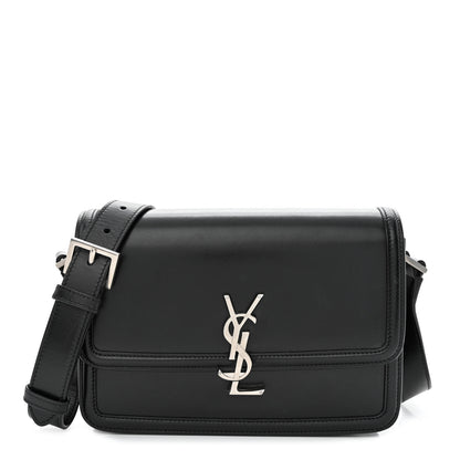 Saint Laurent Box Calfskin Monogram Medium Solferino Satchel Black 1 of 10